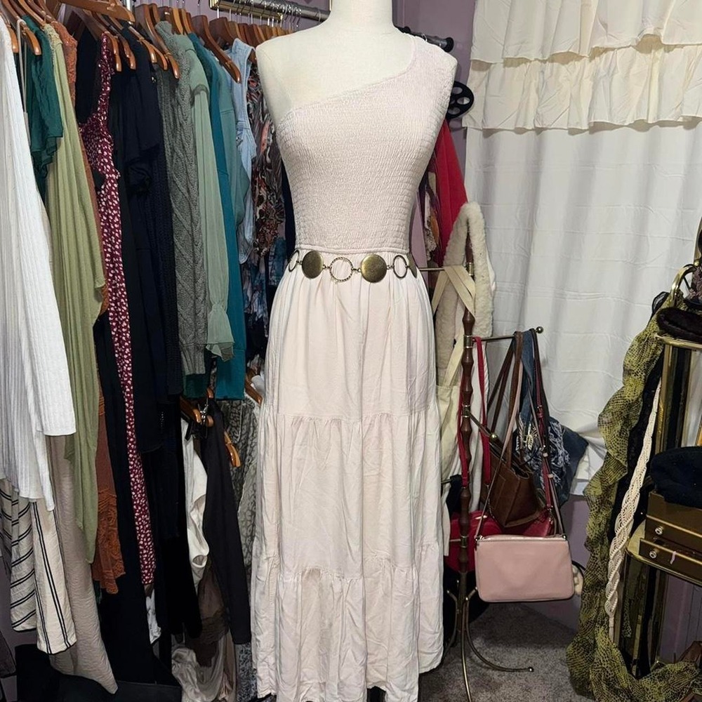 One shoulder babydoll maxi dress Size M
